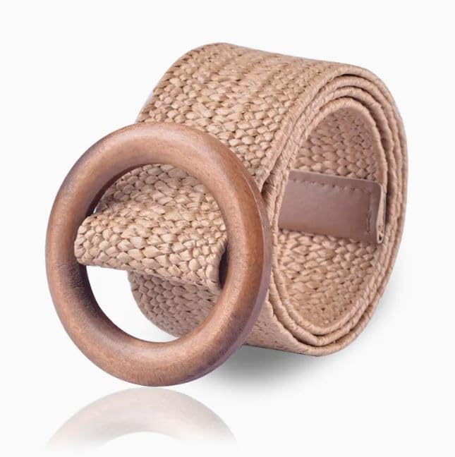 Luxury Natural Woven Belt With Wooden Buckle – Chic • Boho • Timeless-image-2