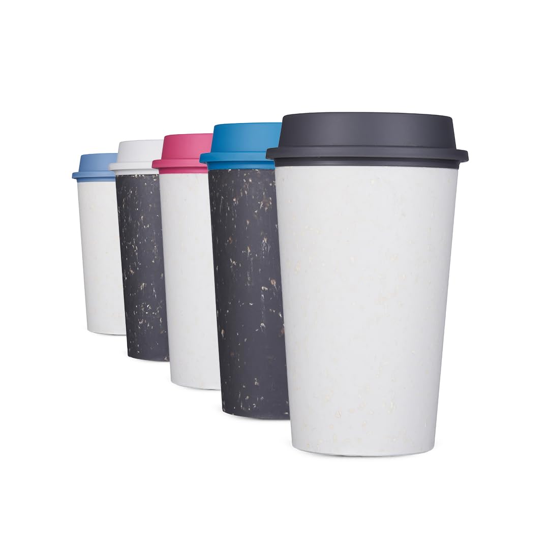 Circular and Co Reusable Now Coffee Cup - World's First Cup Made from Recycled Cups - Traditional Design - Sustainable, Insulated - 340ml/12oz (Chalk, Storm Grey)