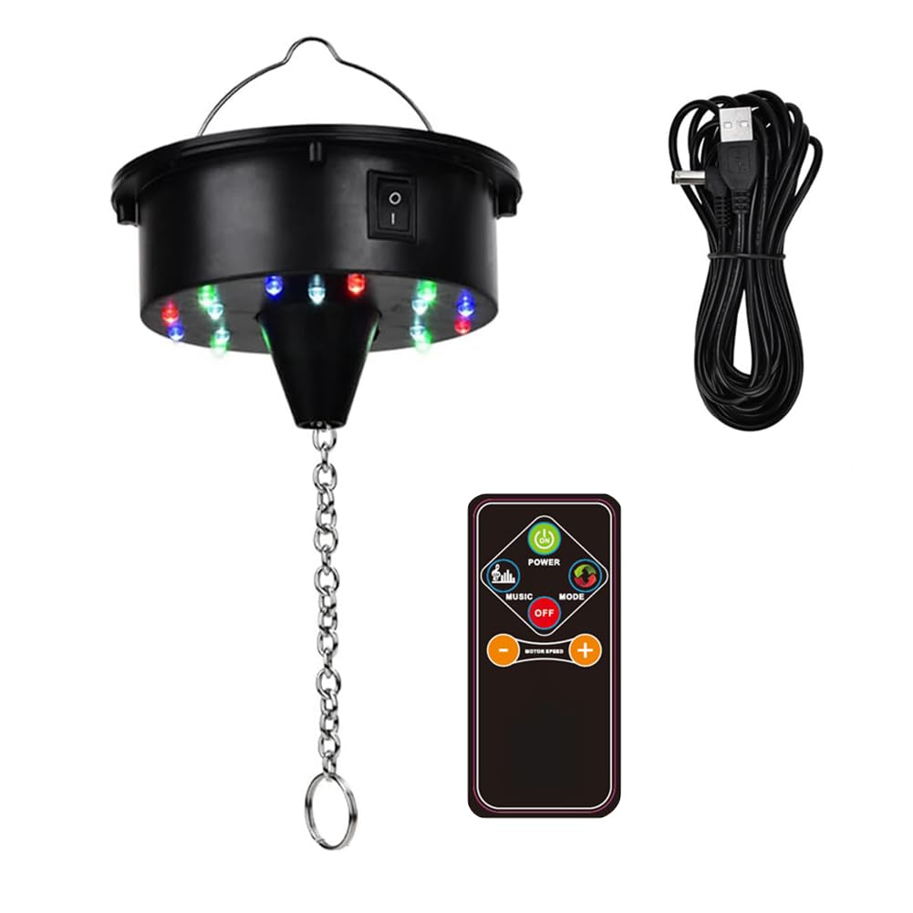 Flohterys Rotating Disco Motor Lights With Remote,18 Leds For 16 20 24Inch Mirror Rotator(Notincludedball) Size 12