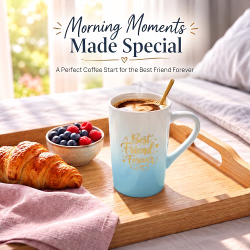 Image of ZAICUS Best Friend Forever Coffee Mug with Lid & Spoon, Ceramic Gift Mug | Perfect for Coffee, Tea & Daily Use | Perfect Friendship Gift | Home & Office Drinkware