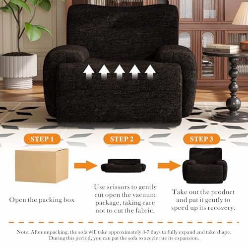 Sillón Plegable Chenille Negro miniatura 6