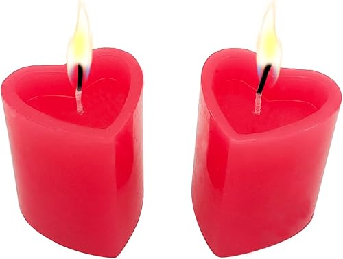 2 velas en forma de corazón para el día de San Valentín, sin goteo y de larga duración, sin humo, velas en forma de corazón rojo para estado de