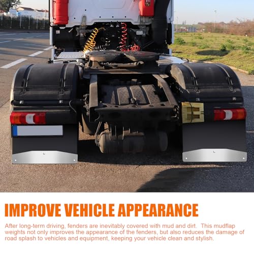 Image of Heavy Duty Mud Flap Weights Universal Pair with Backing Plate | 24 Inch Length, Mirrored Design, Includes Install Screws, for Semi Trucks