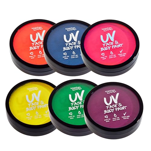 Splashes & Spills Water Activated UV Black Light Face and Body Paint - 6 Color Pack