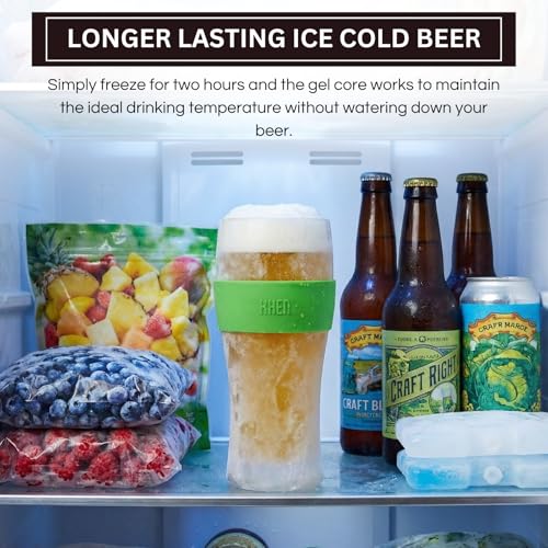Image of Frozen Pint Beer Glasses - Freezable Mugs Freeze Chiller, Birthday Gifts Him, Men, Dad, Guys, Cooling Cups 12oz Unbreakable Tritan Acrylic, Double Walled Insulated Glass Gift, Iced Coffee Tumbler