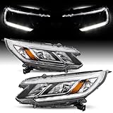 JSBOYAT LED DRL Headlight Assembly Pair fit 2015 2016 Honda CRV [Factory Halogen] OE Style Headlamp Replacement Pair (Driver & Passenger Side)