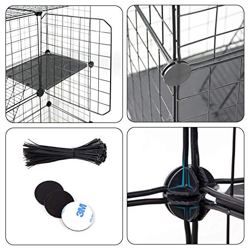 Uyoyous Cat Cage Pet Kennel 3-Tier 42.9 Inch Metal Cat House W/3 Front Doors 2 Ladders 2 Platforms Bed Indoor Diy Cat Playpen Detachable, Black #TOP2