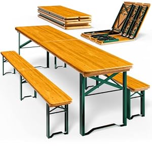 CASARIA® 4er Set Bierzeltgarnitur 220cm je 10 Personen hohe Belastbarkeit Massiv Holz klappbar Festzeltgarnitur 2 Bierbänke Biertisch Party Garten