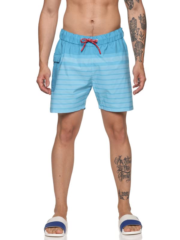 Men's Polyester Striper Board Shorts-16