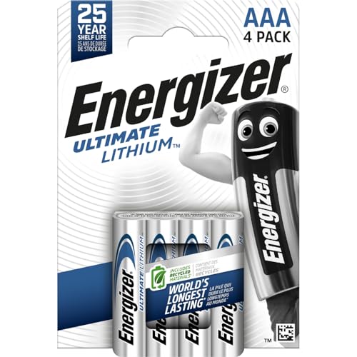Energizer Ultimate Lithium AA (Pacco da 4) Pile 1,5V - Le batterie AA di più lunga durata al mondo - 25 anni di conservazione - 100% imballaggio riciclabile privo di plastica