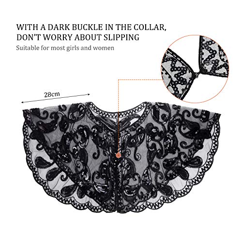 Women's 1920s Sequin Shawl Wrap Bridal Shawl Cover up Beaded Evening Cape3