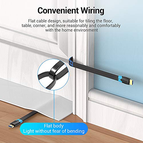 Andoer Vention HDMI2.0 Flat Cable 3D 2160P Fio de dados HDMI para HDTV LCD Projetor HDMI 4K Cabo 1M