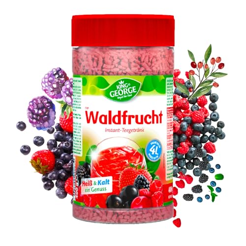 KING GEORGE - Bebida de té instantánea de frutas del bosque, 12 x 400 g, Bebida instantánea de bayas del bosque con vitamina C - Té de migajas - Bebida en polvo, refrescante y extinción de la sed para