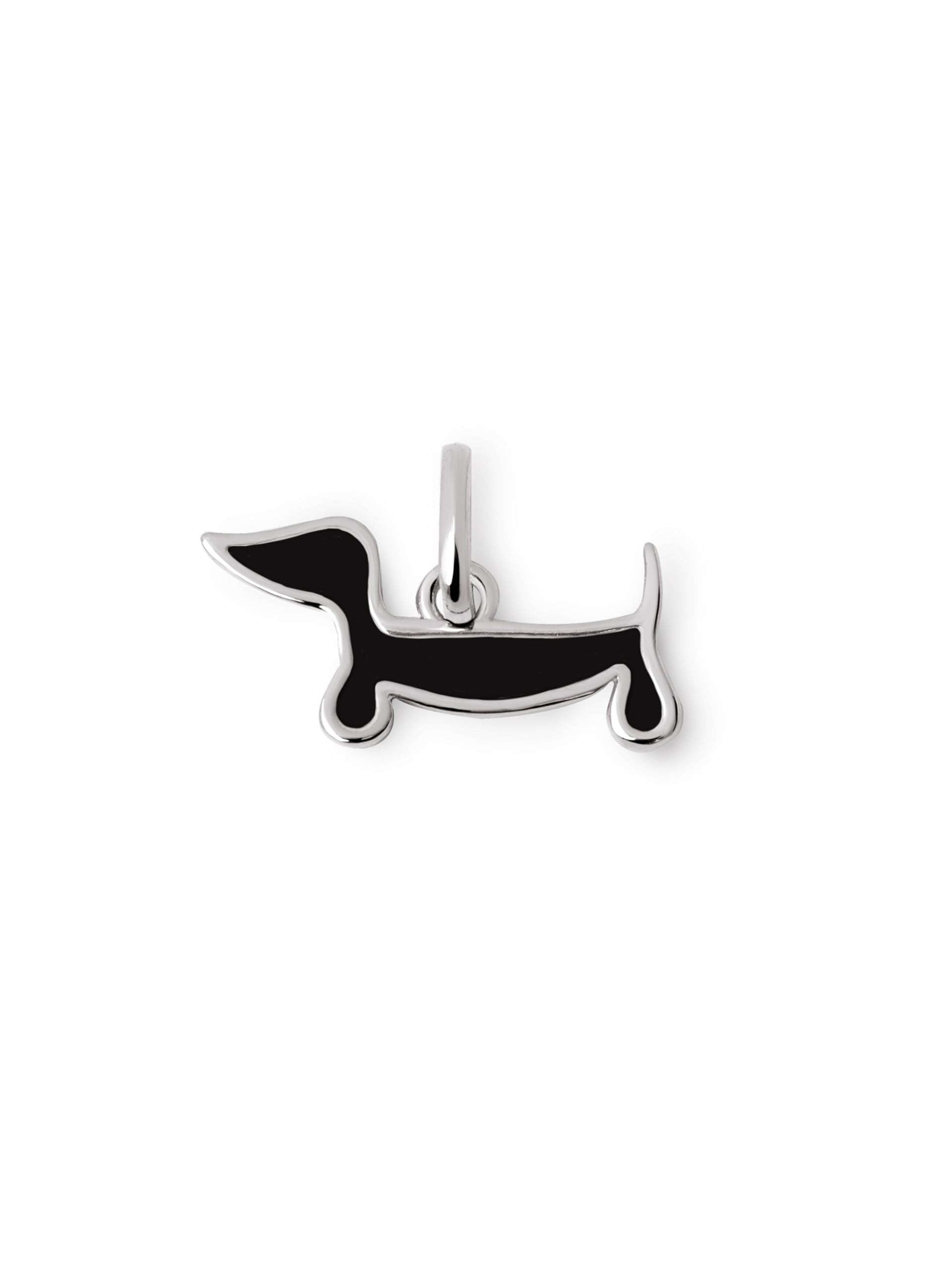 SINGULARU - Charm Dachshund Dog Enamel Black - Charm en Laiton émaillé et plaqué Or 18Kt ou en Rhodiée - Charm Réversible - Bijoux pour Femmes