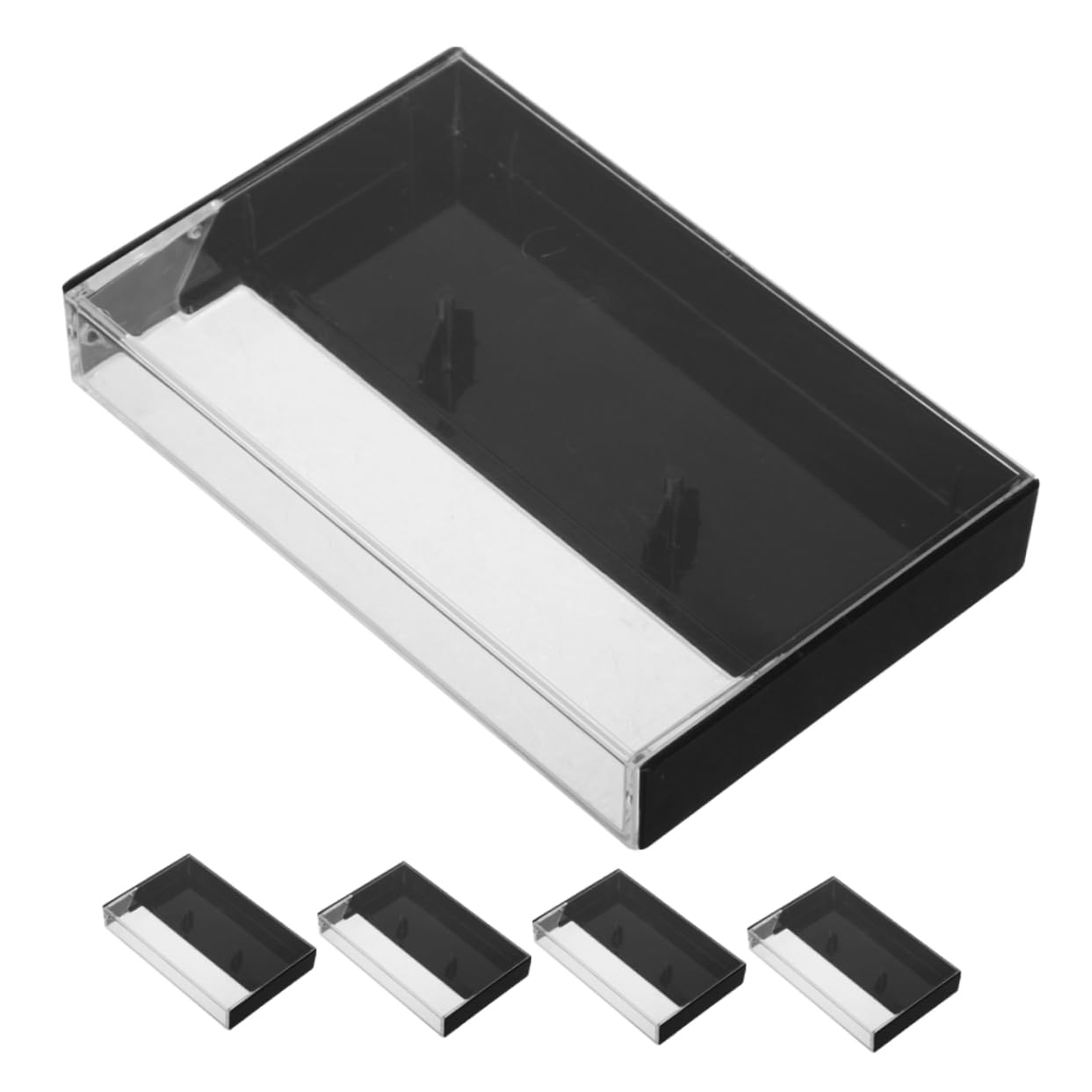 MUCKLILY 6pcs Clear Plastic Audio Cassette Storage Box High Transparency Tape Holder Vintage Style Organizer for Recording Tapes Compact Retro Design for Music and Collectors