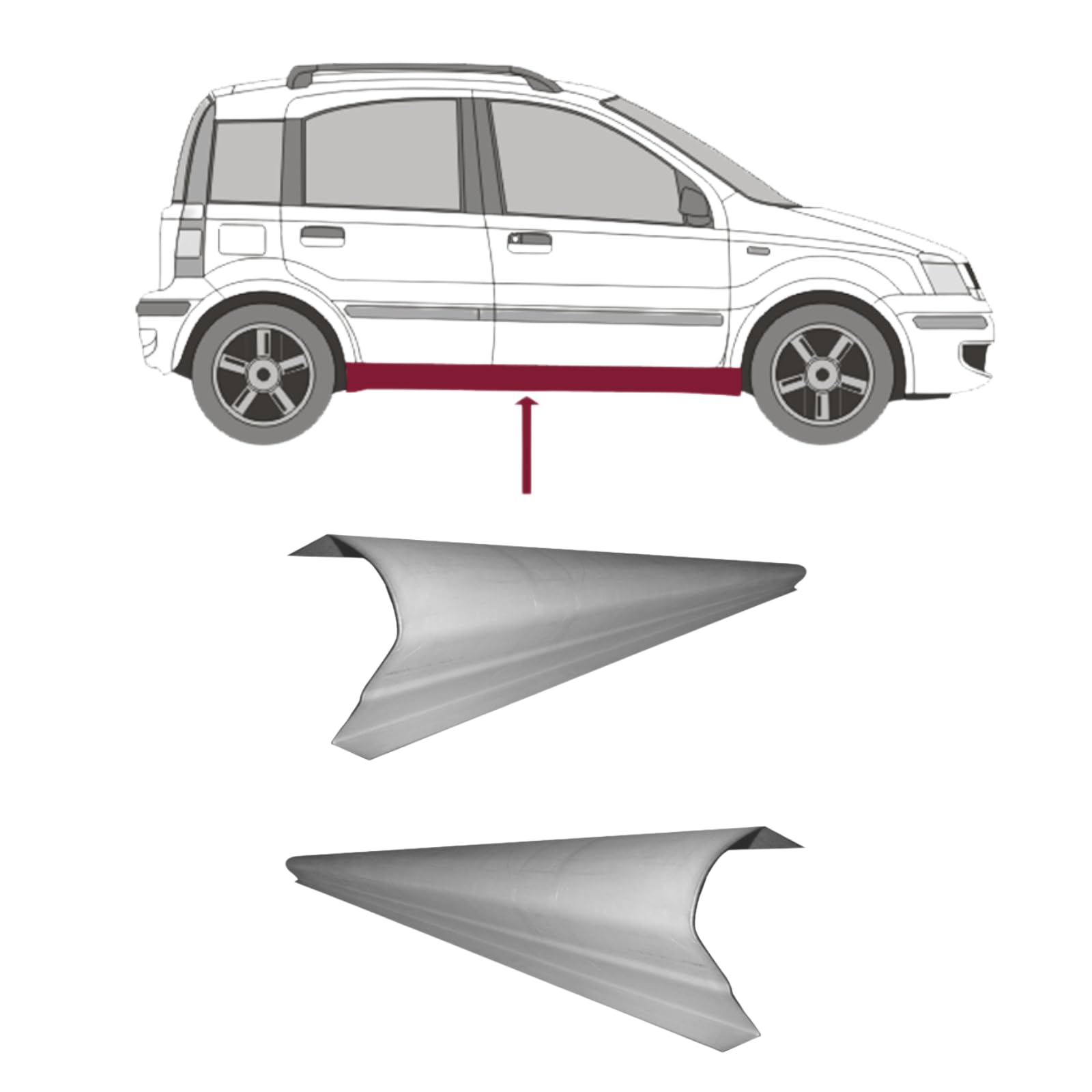 2X Reparaturblech Schweller Links = rechts passend für FIAT Panda 169 Baujahr 2003-2012