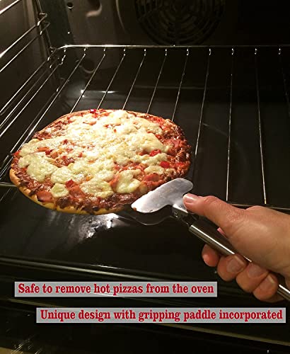 Image of P-Plus International Pizza Cutter and Serving Turner - Pizza Serving Turner - Pizza Cutter Tool - Pizza Spatula - Pizza Cutter Wheel (Set of 2)