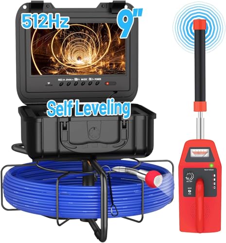 Sewer Camera with Locator, Anysun Self Leveling Sewer Inspection Camera 300ft with Meter Marker and...