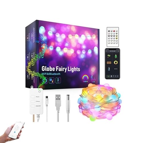 Generico Luci di natale smart wifi catena luminosa albero led color christmas musica (5 METRI 50 LED)