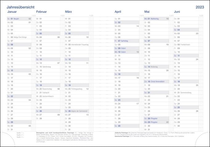 Wochen-Cheftimer A5. Blauer Terminkalender 2023. Buch-Kalender mit Lesebändchen und Eckperformation. Wattierter Taschenkalender zum Planen von Terminen.