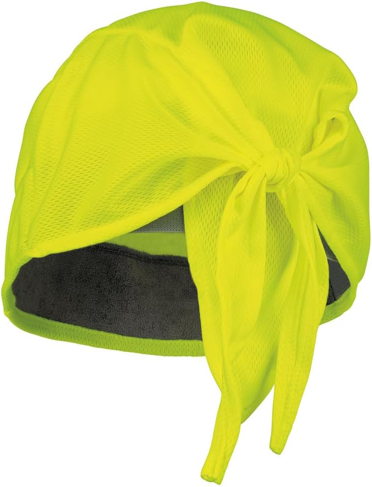 Klein Tools 60546 Cooling Bandana, Sweat Wicking Under Helmet Skull Cap in High-Visibility Yellow, 2-Pack