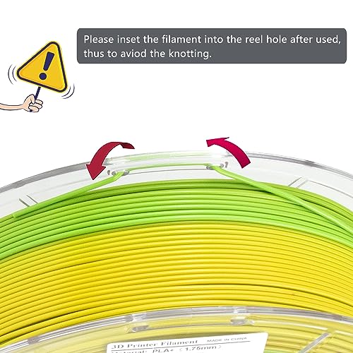 Image of iSANMATE PLA+ Filament, Matte Gradient Multicolors, Rainbow Color Change Filament, Yellow & Green, 1KG /2.2lb
