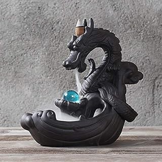 Dragon Backflow Incense Burner with 10pcs Backflow Incense Cone, Home Ceramic Backflow Incense Cone Holder Burner with Beads