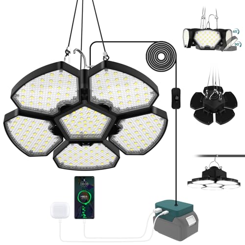 Projecteur de chantier LED 65W T-SUNUS éclairage 360 pour batterie 20V USB