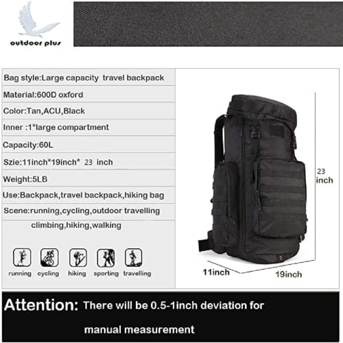 Outdoor Plus Extra Large Camping Backpack For Men, Big Hiking Backpacking Backpack, 60 Liter 70L85L Oversized Rucksack Waterproof Backpack #TOP1