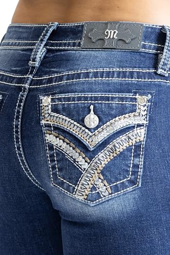 Miss Me Women's Criss Cross Bohemian Faux Flap Pocket Mid-Rise Straight Jeans4