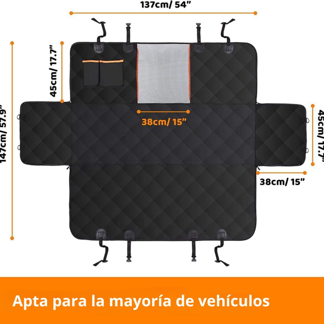 PET&TECH Cubierta Impermeable para Asiento de Coche para Perros; 38x147 cm; Protector Antipelusas, Antideslizante y Plegable – Tela Resistente de 4 Capas – Fácil de Limpiar - 3