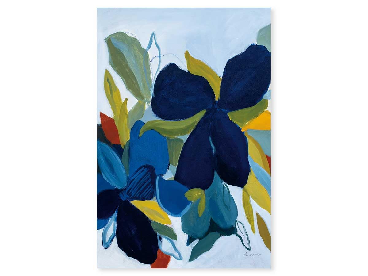 Tableau fleurs bleues art mural moderne toile imprimée 40x60 déco maison