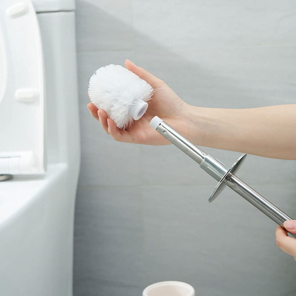Cepillo limpiador de inodoro y soporte, juego de soporte para cepillo de inodoro de baño con tapa de acero inoxidable, kit de limpieza para cepillo de inodoro para baño (C) (A)