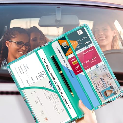 Image of CoBak Car Registration and Insurance Holder | Vehicle Glove Box Organizer, Auto Truck Compartment Document Case with Magnetic Closure for Insurance & Driver License