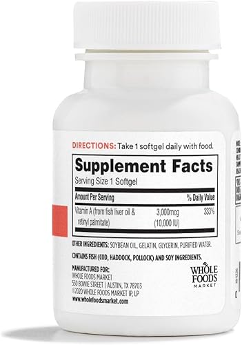 Miniatura 2 de 365 by Whole Foods Market Vitamina A 10K UI 100 cápsulas blandas