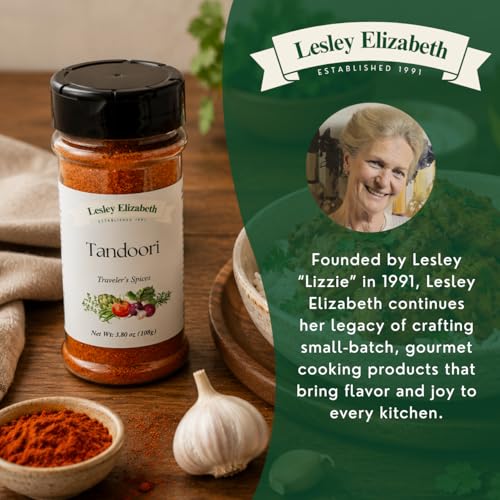 Image of Lesley Elizabeth Tandoori Traveler's Spices - Authentic Indian Tandoori Seasoning Blend for Chicken, Lamb, Vegetables & Seafood | Bold Spice Rub for Grilling & Cooking