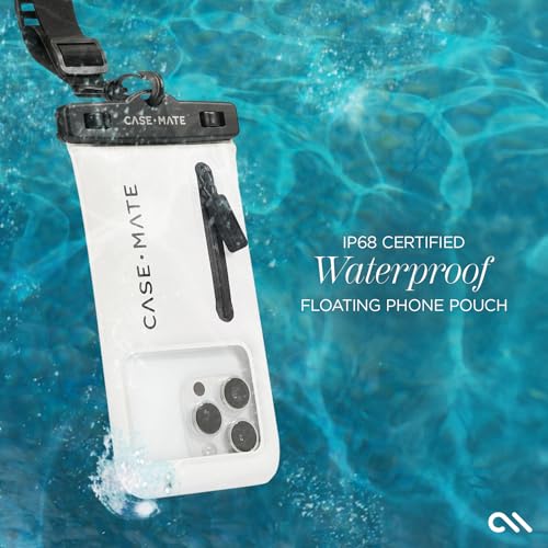 Image of Case-Mate IP68 Waterproof Large Phone Pouch - Sand Dollar | Zip Pocket for 3 Cards & Cash - Floating Phone Case w /Crossbody Lanyard -Fits All Phones -Beach Cruise Ship Travel Essentials