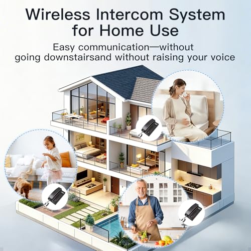 PANDAAR Intercoms Wireless for Home, Hands-Free Home Intercom Systems, 3280ft Long Range Wireless Intercom System for Business Office House Cordless Phones Intercoms (2 Pack,Black) by PANDAAR - Image 4