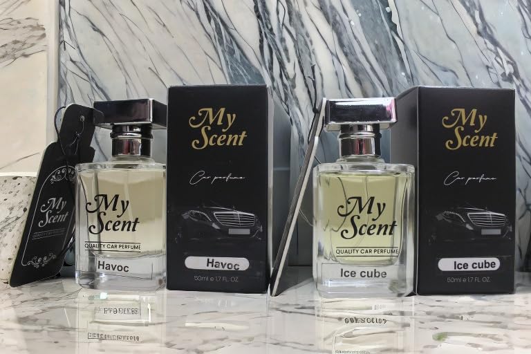 My scent| Car Perfume|Car Air Freshner |2 frangrance spray| Elements Aura Spray Air Perfume | Fine Fragrance Car Scent| Spray Air Freshener - 50 ML Each (HAVOC & ICE CUBE)