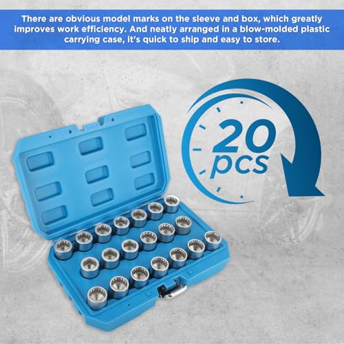 Image of 20Pcs Wheel Lock Removal Kit, Porsche Wheel Lock Key Set, Wheel Lock Removal Tool Kit Lug Nut Key Set, Anti-Theft Screw Remover for Removing and Locking