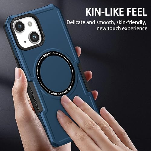 Coque magnétique pour iPhone 15 fine et anti-chute couleur bleu - 3