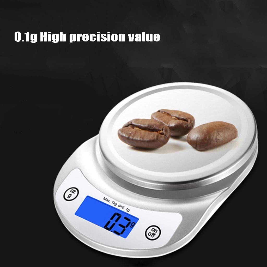 Balanza de Cocina electrónica de 0,1 g / 1 kg, Acero Inoxidable, Pantalla LCD pequeña, balanza para Pesar Alimentos Secos y húmedos.,