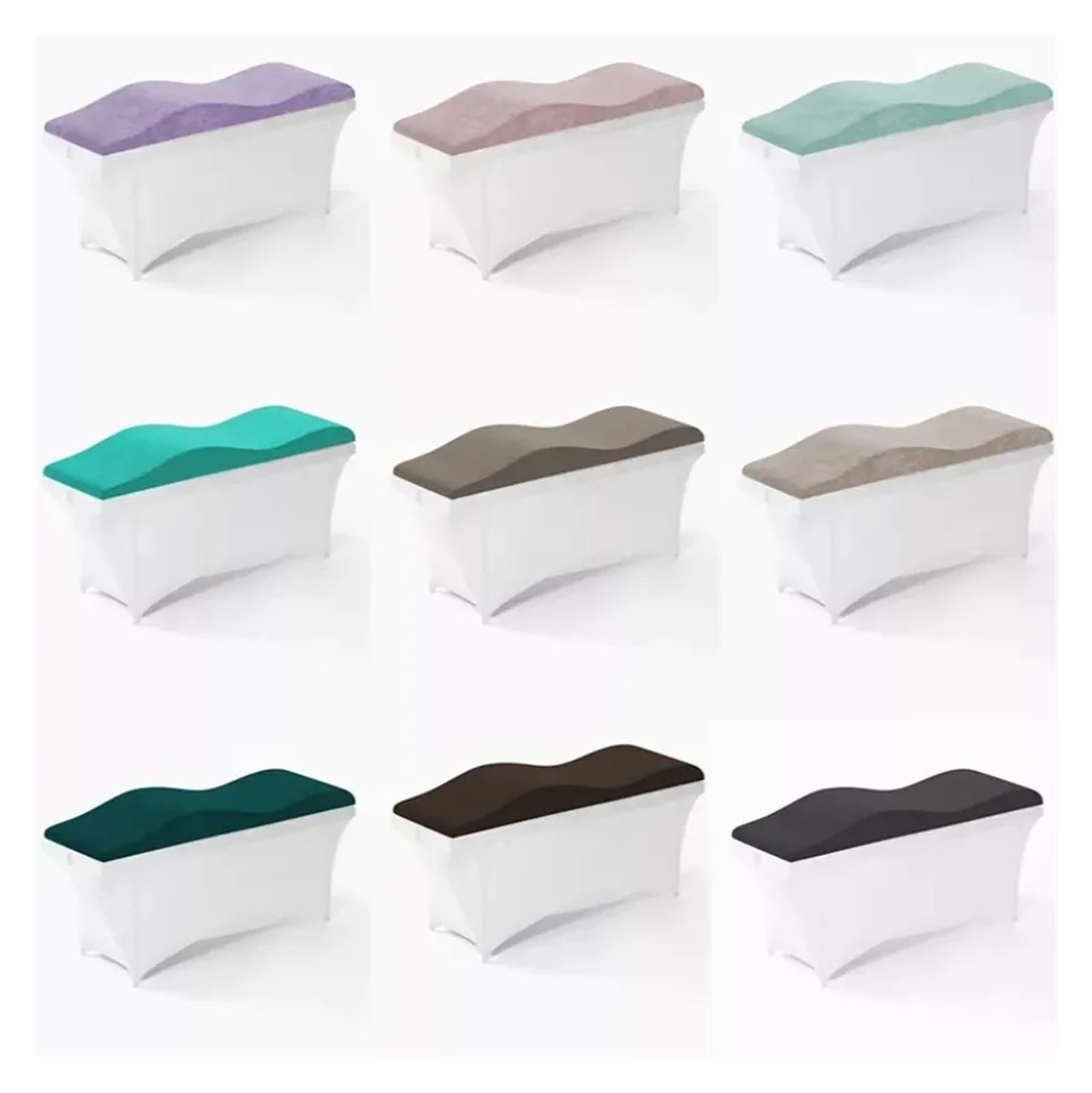 Matelas en Mousse De Forme Incurvé Salon de beauté Extension Cils incurvée Surmatelas lit Table Massage en Velours Matelas for Lit pour Salon De Beauté(Brown Set)