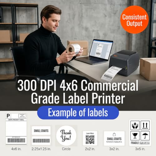 Image of ARGOX P4-350 Pro 300 dpi Commercial Desktop Label Printer, 4x6 Shipping Label Printer, Barcode Printer, Ethernet Network Label Printer, Thermal Transfer, ZPL /EPL /DPL Compatible for Warehouse Logistics