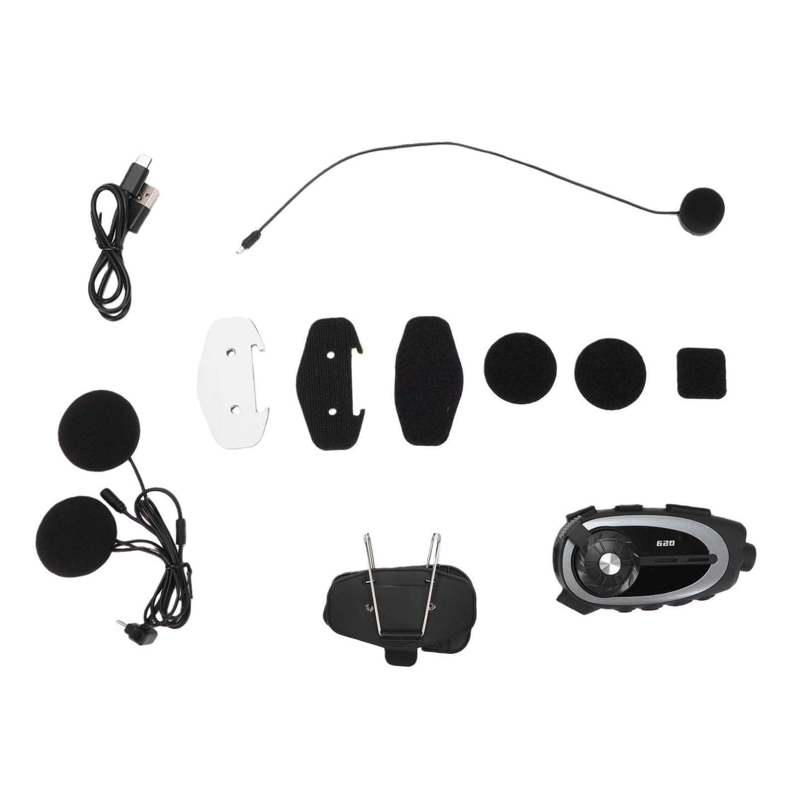 Elprico Fotocamera con Auricolare Bluetooth per Casco da Moto, Ricarica Rapida 1080P IPX6, Riduzione del Rumore con Doppio Microfono, Batteria da 1500 MAh, Altoparlanti da 40 Mm, PC ABS,
