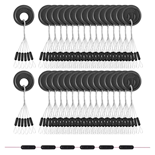 Symphonyw Tapón de pesca Bobber, 300 cuentas de goma para pesca Bobber 6 en 1 flotador para pesca de frijoles espaciales, cilindro negro (S: diámetro de la línea 0.15-0.24mm) Cover