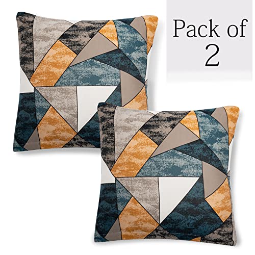 Image of HOKIPO Polyester, Spandex Stretchable Cushion Cover for Sofa, Multicolor, 16x16,(AR-4098-D3*2)