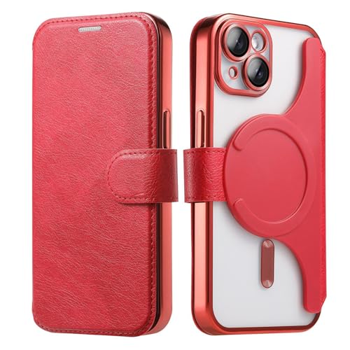 magsafe対応ケース iphone15 手帳型ケース 磁気ポケット 分離可能 iphoneカバー15 マグセーフ対応 ウォレットケース取り外し可能な磁気携帯電話プロテクター iphone15 ケース 可愛い カード収納 ワイヤレス充電対応 携帯ケース