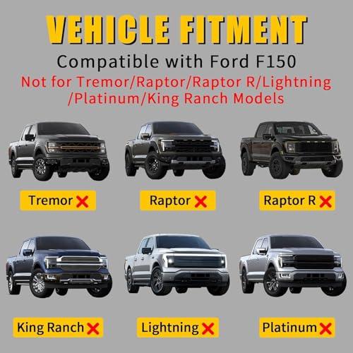 Maxzina ABS Hood Protector with LED Lights Compatible with 2021-2026 Ford F150 XL/STX/XLT/Lariat Hood Shield Bug Deflector 3-Piece Bonnet Guard for 2025 Ford F-150 Accessories (Strip White Light) — view 2
