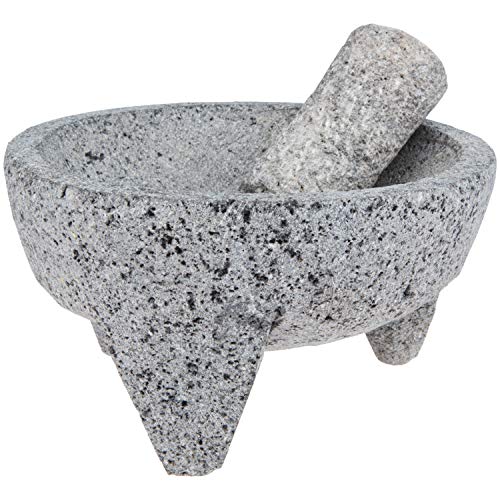 Mexican Molcajete - 8 inch 4 cups Large Handmade Volcanic Lava Stone Mortar